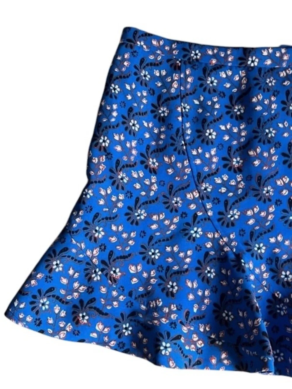 J.Crew Fluter Skirt Size 8 Bright Blue Floral Y2K Spring Lined Flirty Casual